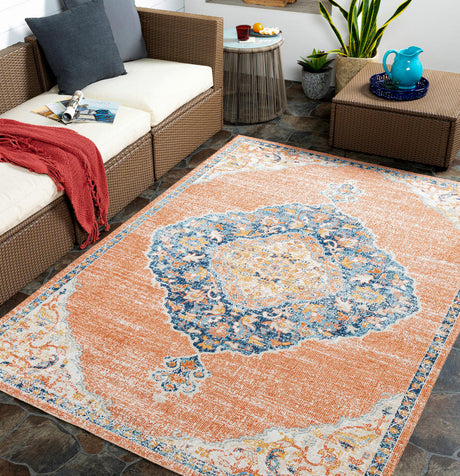 Surya Huntington Beach Htb-2314 Dusty Coral, Orange, Saffron, Dark Blue Rugs.