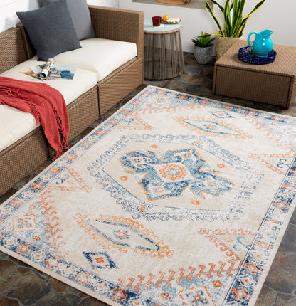 Surya Huntington Beach Htb-2318 Burnt Orange, Camel, Dark Blue, Denim Area Rug