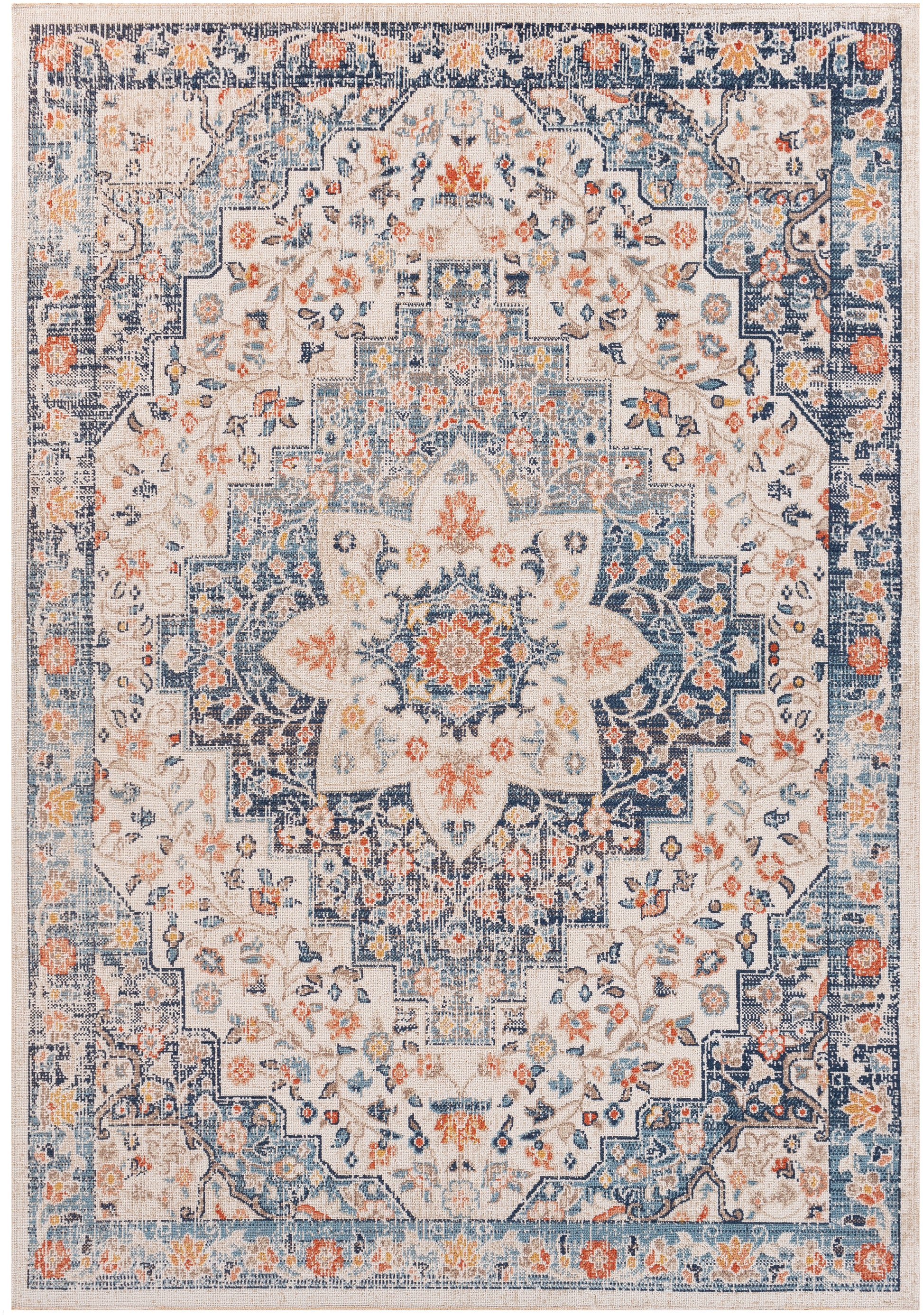 Surya Huntington Beach Htb-2322 Dark Blue, Denim, Burnt Orange, Camel Area Rug