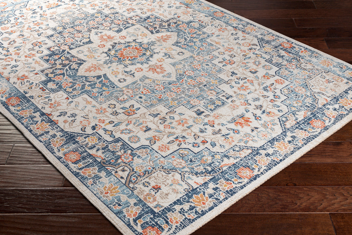 Surya Huntington Beach Htb-2322 Dark Blue, Denim, Burnt Orange, Camel Rugs.