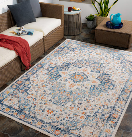 Surya Huntington Beach Htb-2322 Dark Blue, Denim, Burnt Orange, Camel Rugs.