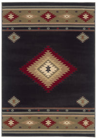 Oriental Weavers Sphinx Hudson 087g1 Black / Green Southwestern Area Rug
