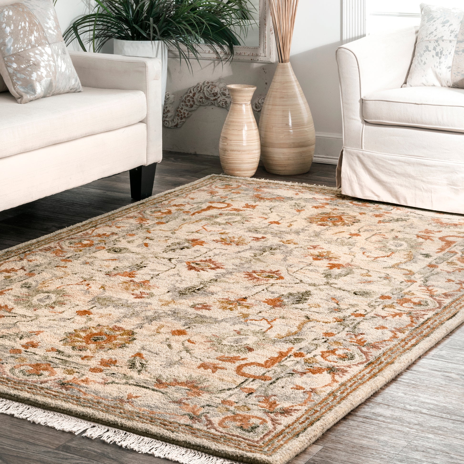 Nuloom Floral Mooney Nfl2578A Beige Area Rug