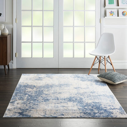 Nourison Silky Textures Sly01 Ivory / Blue Area Rug