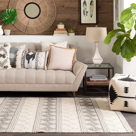Surya Hygge Hyg-2300 Charcoal, White Rug.