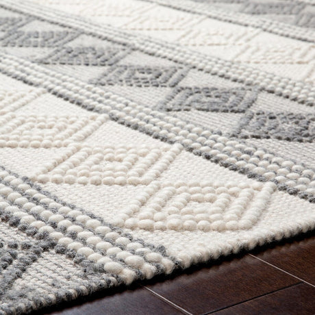 Surya Hygge Hyg-2300 Charcoal, White Rug.