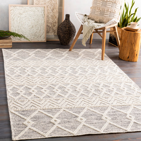 Surya Hygge Hyg-2305 Charcoal, White Rug.