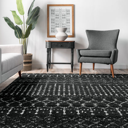 Nuloom Moroccan Blythe Nmo3123B Black And White Area Rug