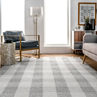 Nuloom Ellis Farmhouse Plaid Nel3429A Gray Area Rug