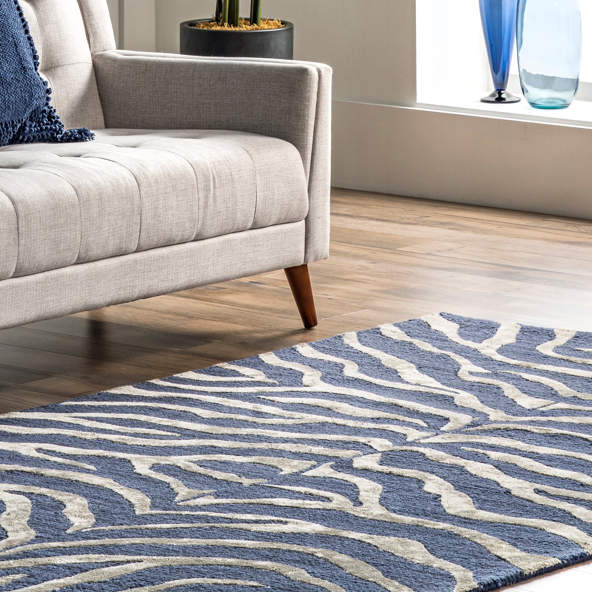 Nuloom Plush Zebra Npl3627A Blue Area Rug