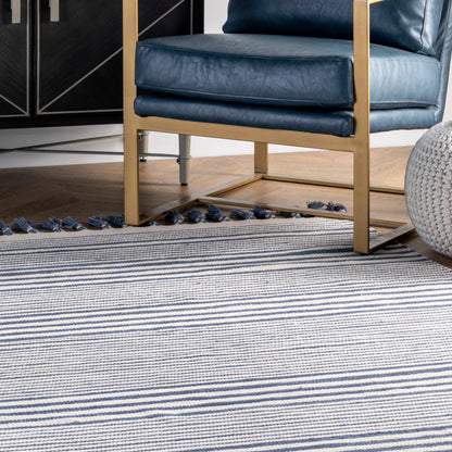 Nuloom Rose Stripe Nro1376A Blue Area Rug