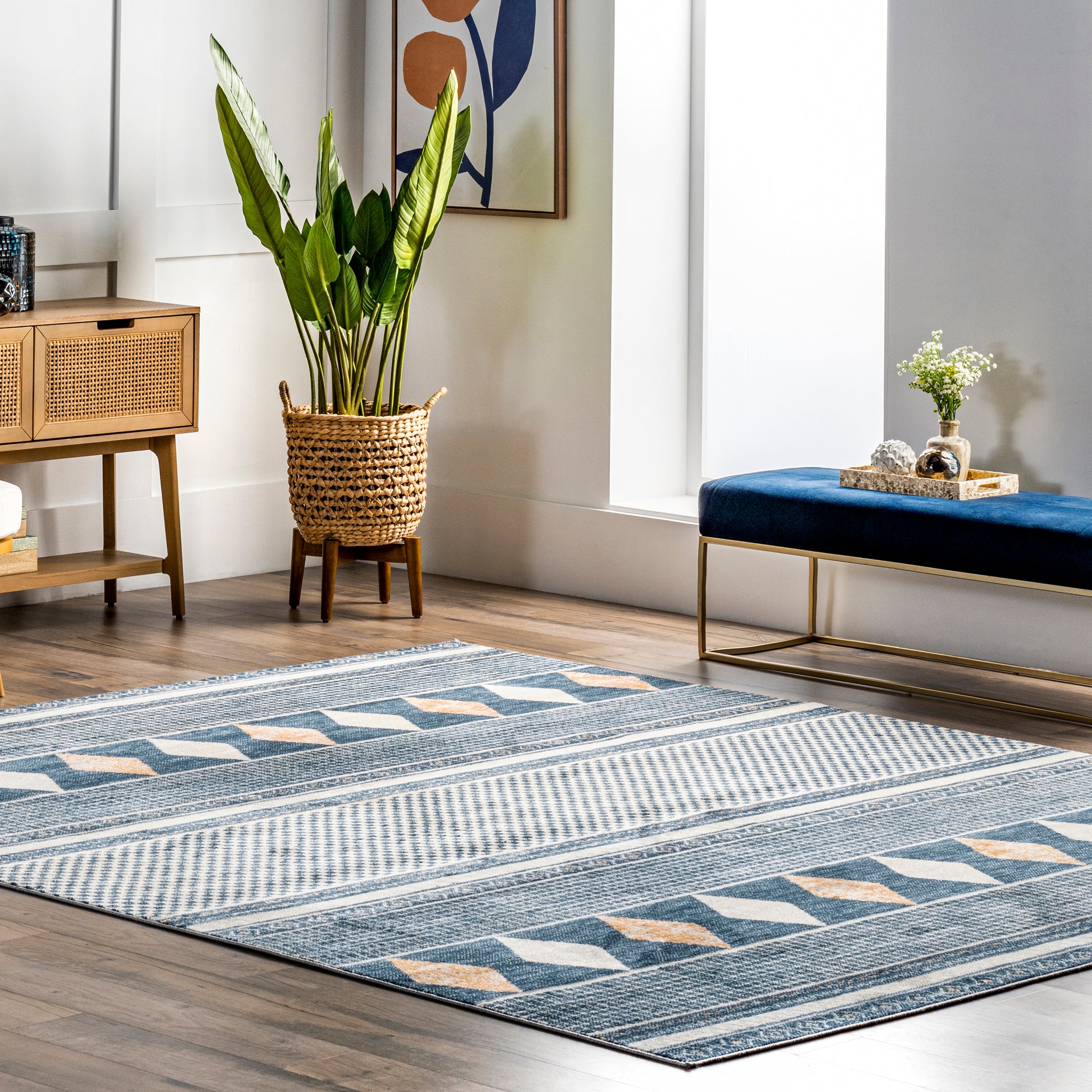 Nuloom Harper Faded Tribal Nha1708A Blue Area Rug