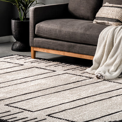 Nuloom Lucia Textured Panel Nlu1884A Beige Area Rug