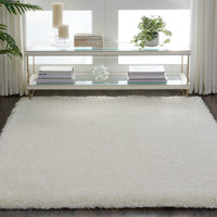 Nourison Luxe Shag Lxs01 White Shag Area Rug