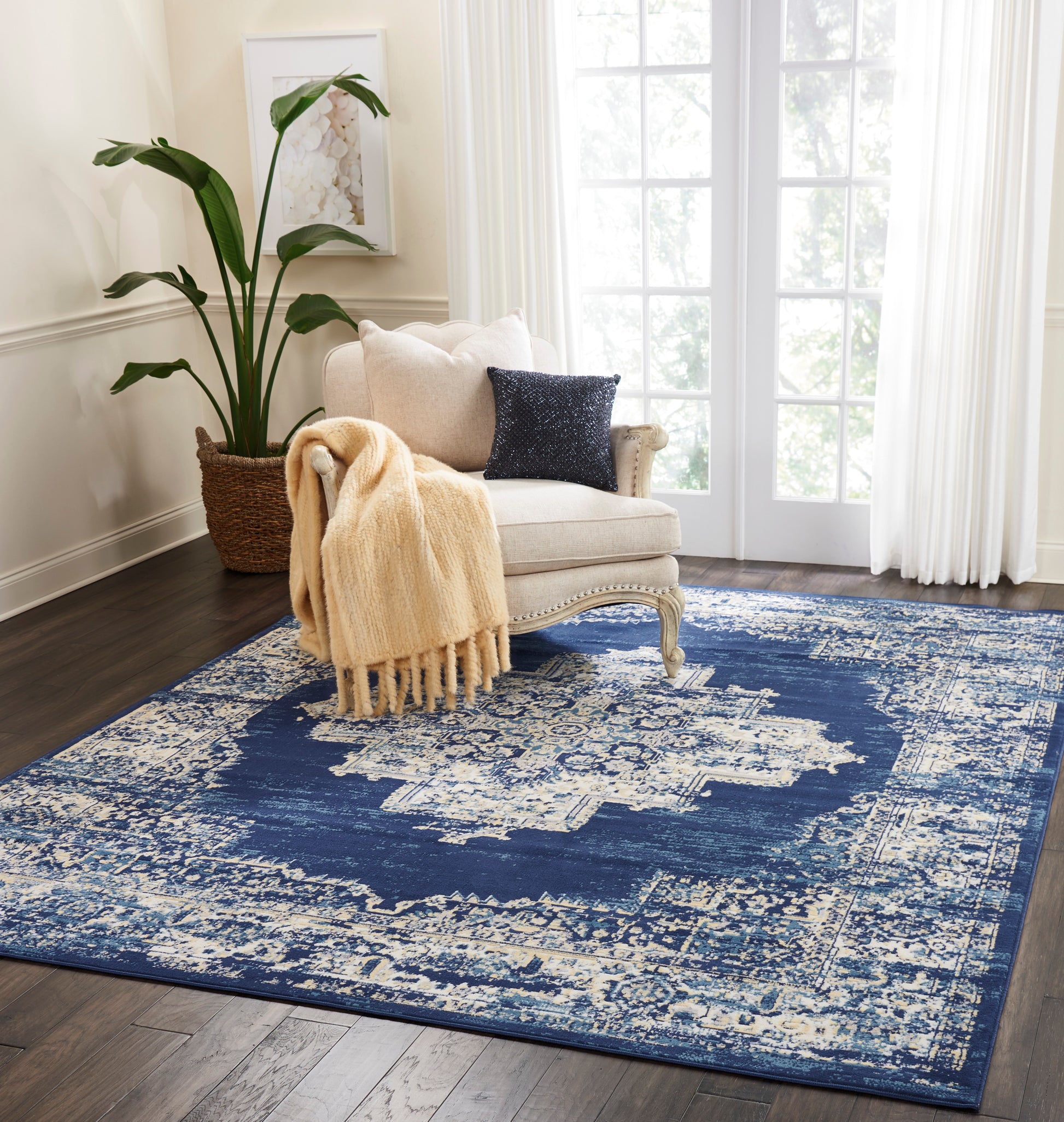 Nourison Grafix Grf14 Navy Blue Area Rug