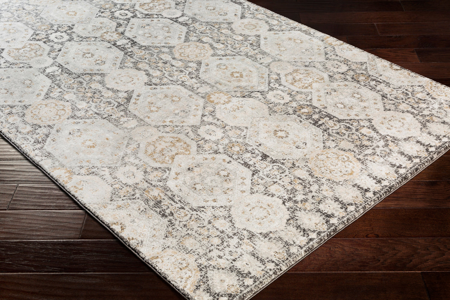 Surya Indigo Igo-2307 Black, Medium Gray, Charcoal, Tan Rugs.