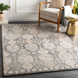 Surya Indigo Igo-2307 Black, Medium Gray, Charcoal, Tan Rugs.