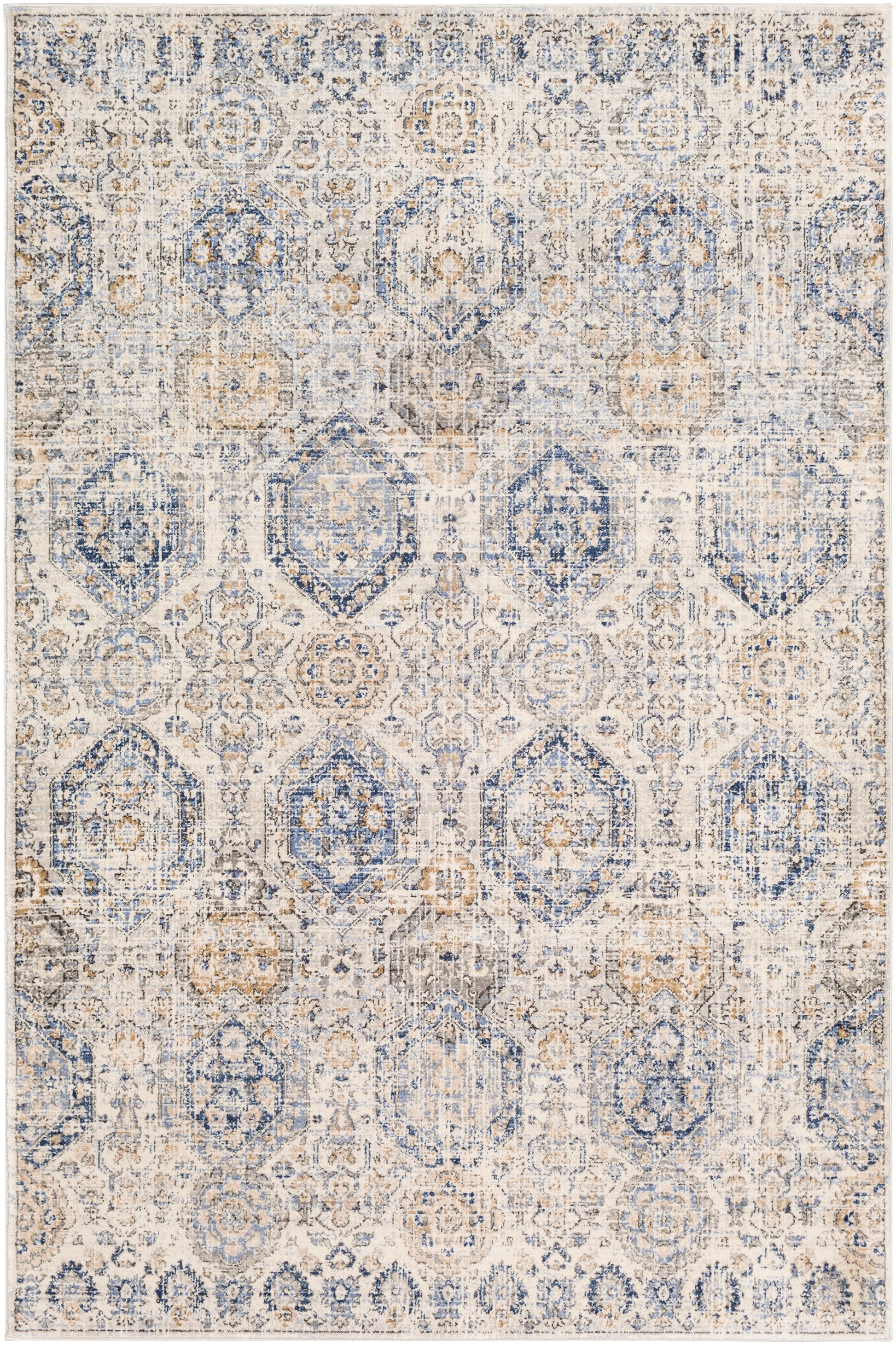 Surya Indigo Igo-2308 Bright Blue, Navy, Tan, Charcoal Area Rug