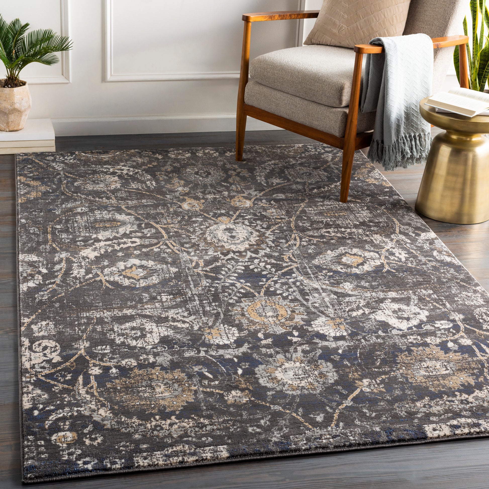 Surya Indigo Igo-2317 Black, Charcoal, Tan, Beige Area Rug