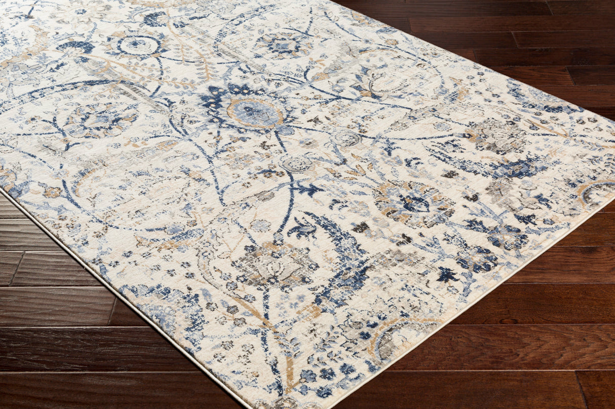 Surya Indigo Igo-2320 Bright Blue, Navy, Tan, Medium Gray Rugs.