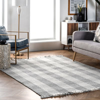 Nuloom Ellis Farmhouse Plaid Nel3429A Gray Area Rug