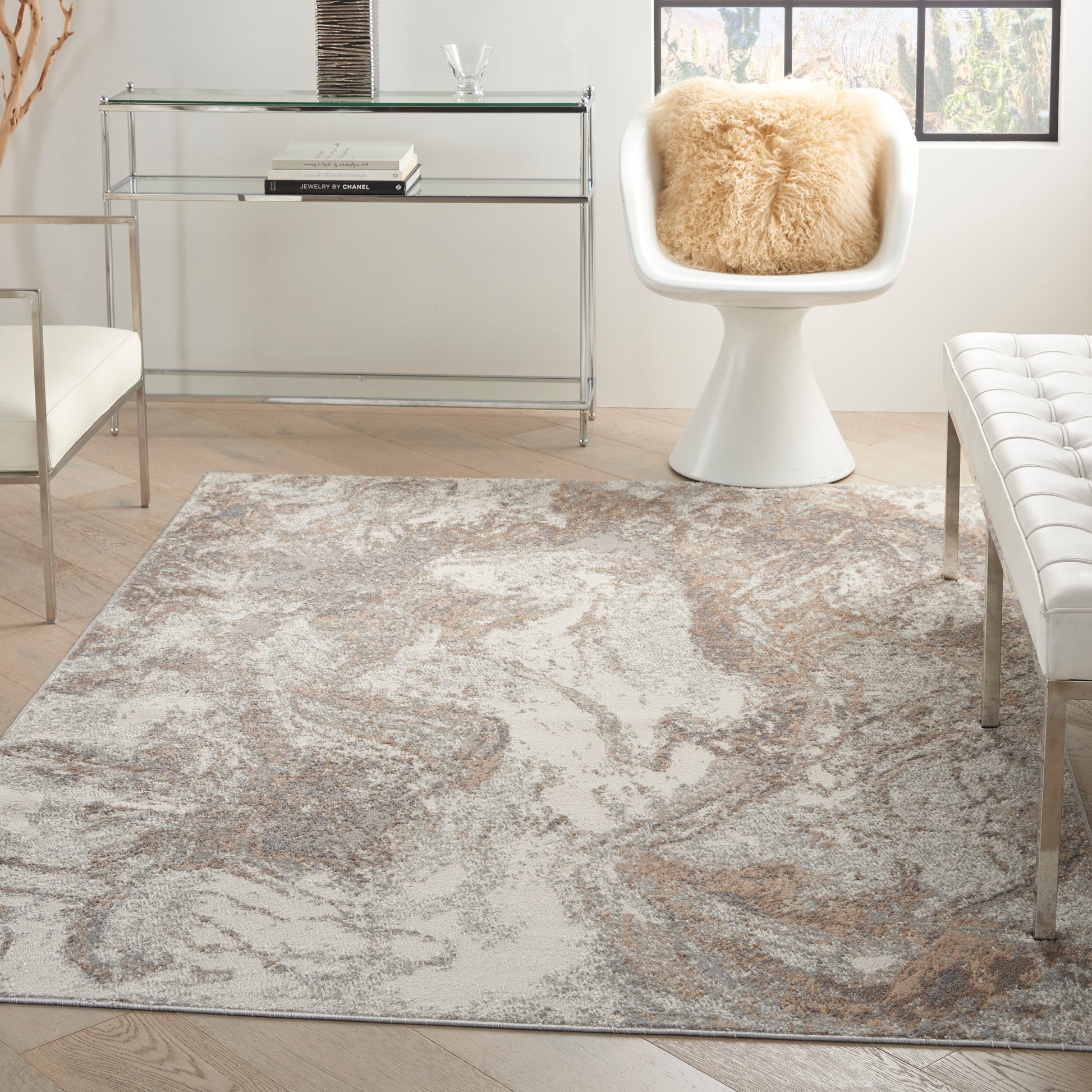 Nourison Elation Etn02 Ivory Grey Area Rug