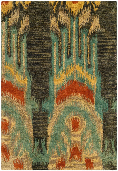 Safavieh Ikat Ikt464B Olive / Gold Rugs.