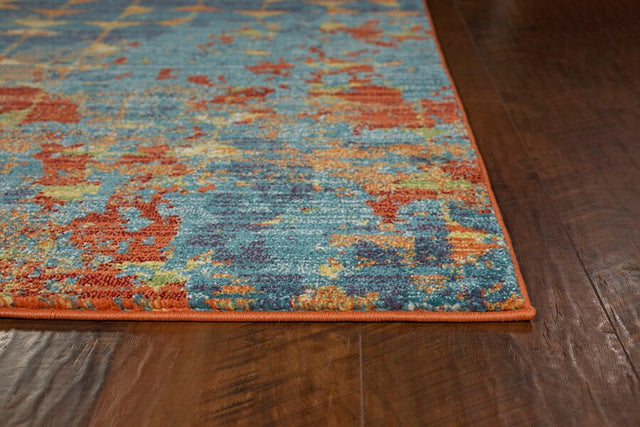 KAS Illusions 6208 Elements Blue / Coral Area Rug