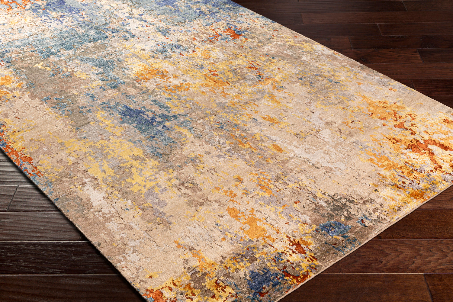 Surya Imola Iml-1006 Dark Blue, Denim, Burnt Orange, Saffron Rugs.