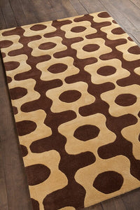 Chandra Inhabit Inh21600 Dark Brown Geometric Area Rug