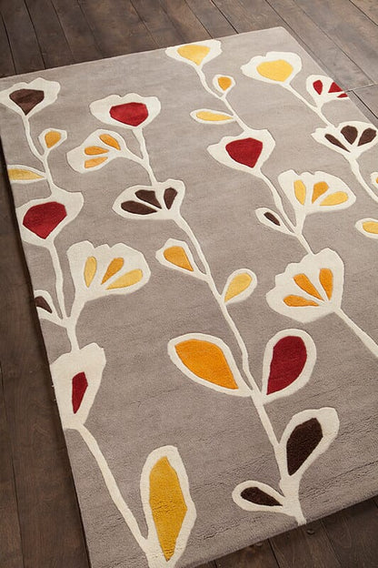 Chandra Inhabit Inh21609 Grey Floral / Country Area Rug