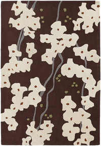 Chandra Inhabit Inh21612 Dark Brown Floral / Country Area Rug