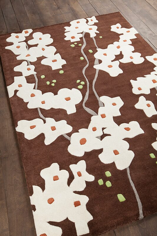 Chandra Inhabit Inh21612 Dark Brown Floral / Country Area Rug