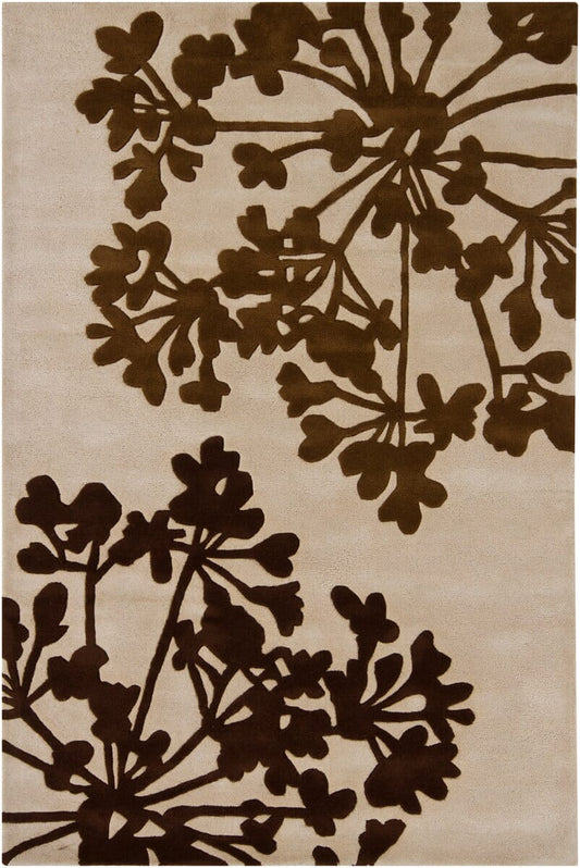 Chandra Basinghall Int-30001 Brown Floral / Country Area Rug