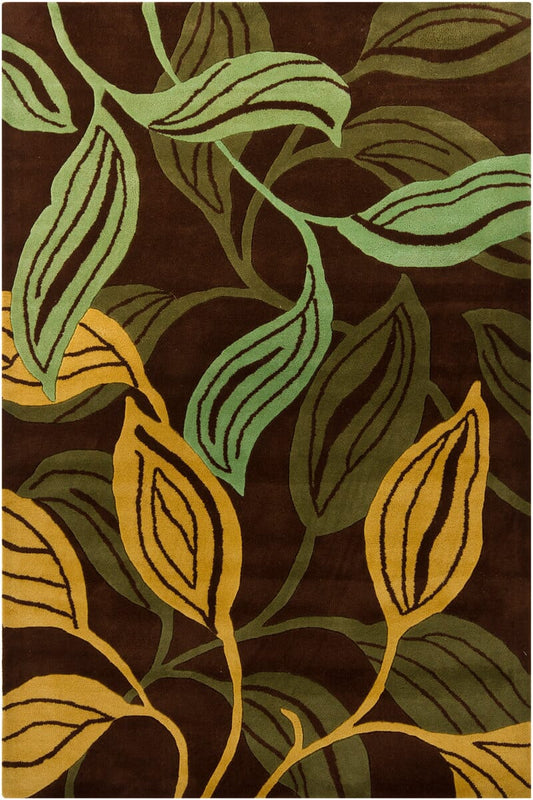 Chandra Basinghall Int-30002 Green Floral / Country Area Rug