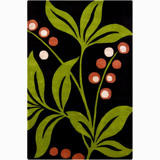 Chandra Basinghall Int-30005 Green Floral / Country Area Rug