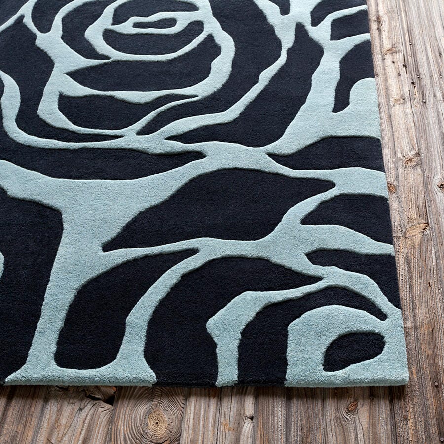 Chandra Int Int-30070 Black / Blue Floral / Country Area Rug