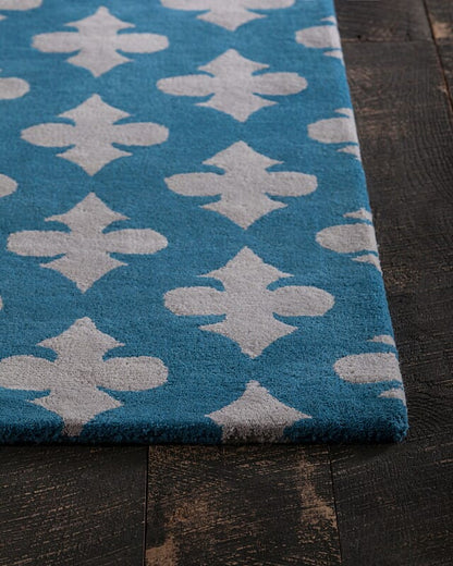 Chandra Int Int-30092 Blue / Grey Damask Area Rug