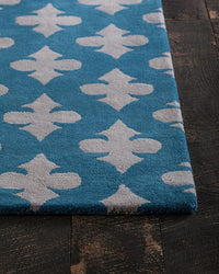 Chandra Int Int-30092 Blue / Grey Damask Area Rug