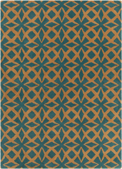 Chandra Int Int-30093 Blue / Gold Damask Area Rug