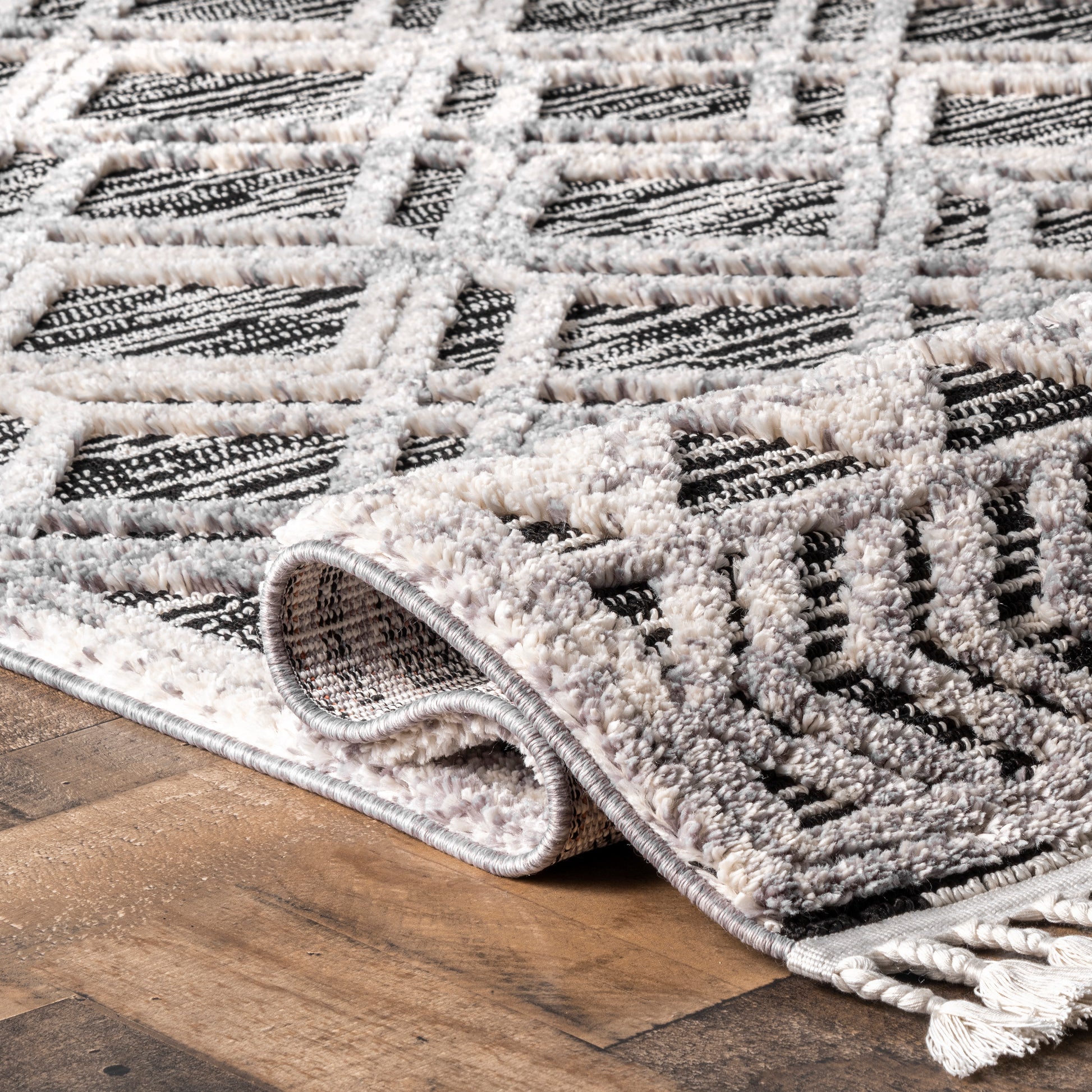 Nuloom Ansley Moroccan Lattice Nan2332B Gray Area Rug