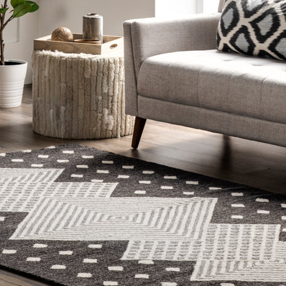 Nuloom Maci Hand Tuftedwool Nma2706A Black Area Rug