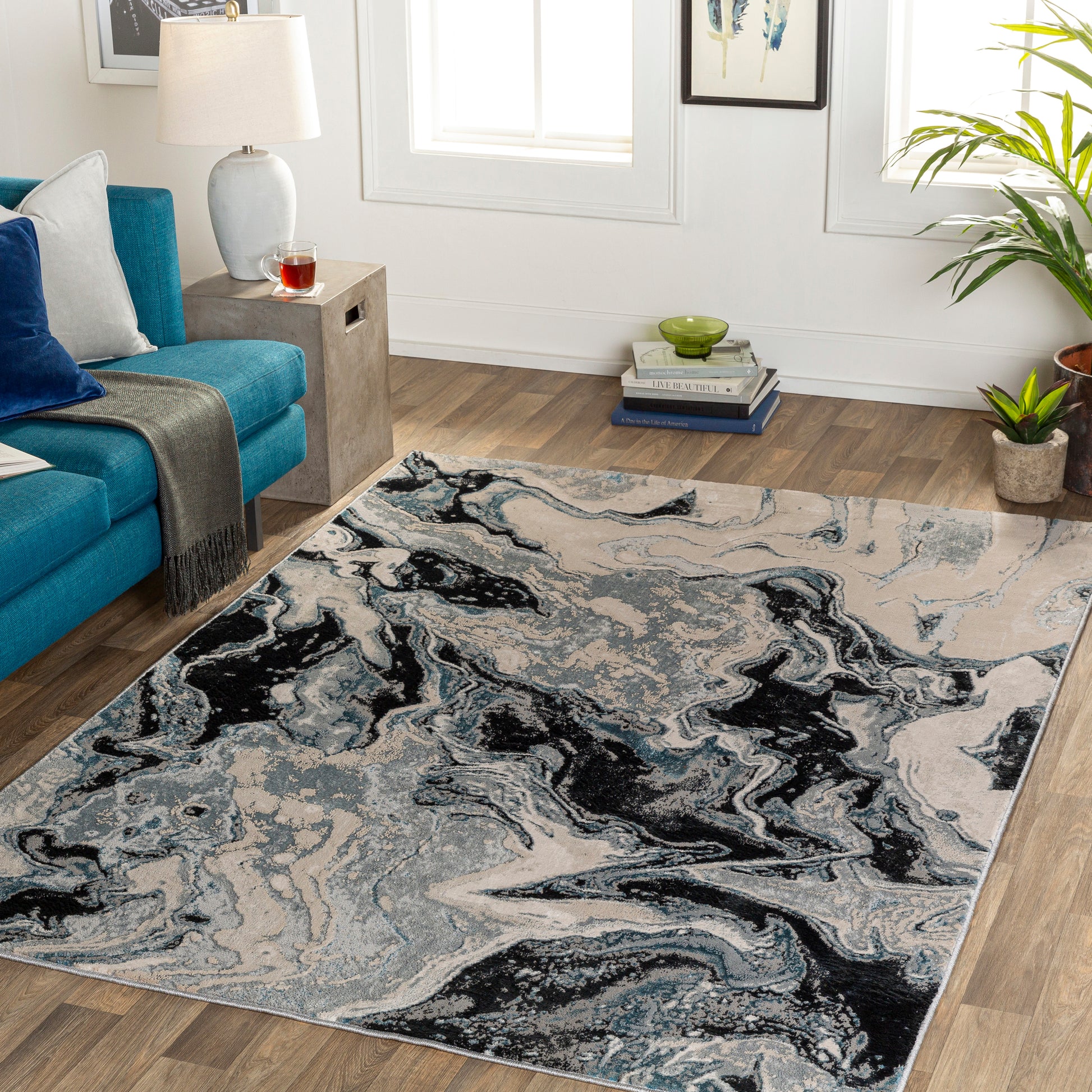 Surya Impulse Ips-2316 Taupe, Deep Teal Area Rug