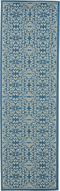 Nourison Jubilant Jub06 Ivory / Blue Damask Area Rug