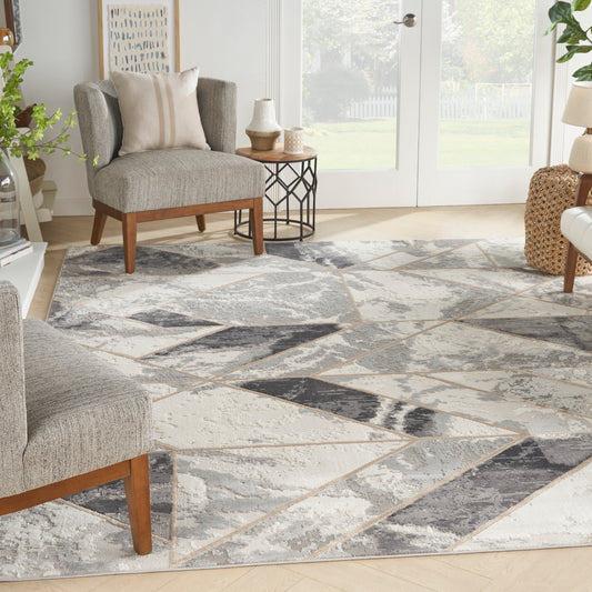 Nourison Elation Etn11 Ivory/Grey Area Rug