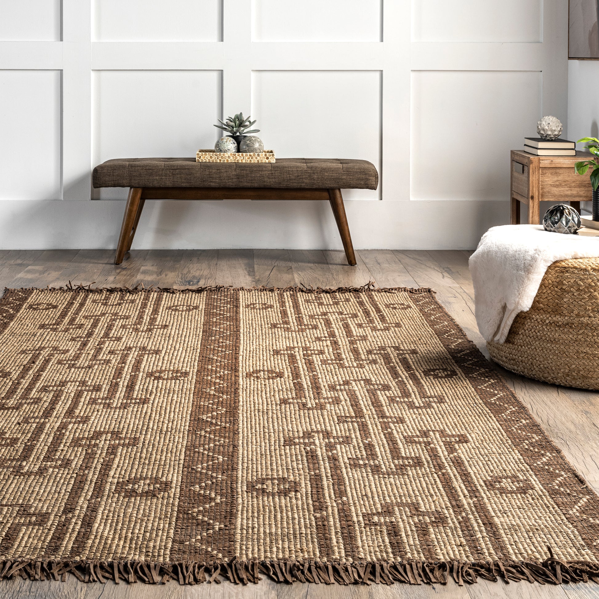 Nuloom Livy And Leather Tribal Nli3574A Natural Area Rug