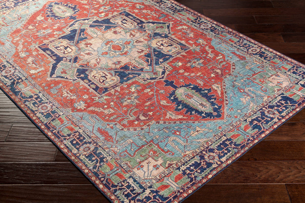 Surya Iris Irs-2308 Bright Red, Burnt Orange, Navy, Ice Blue Rugs.