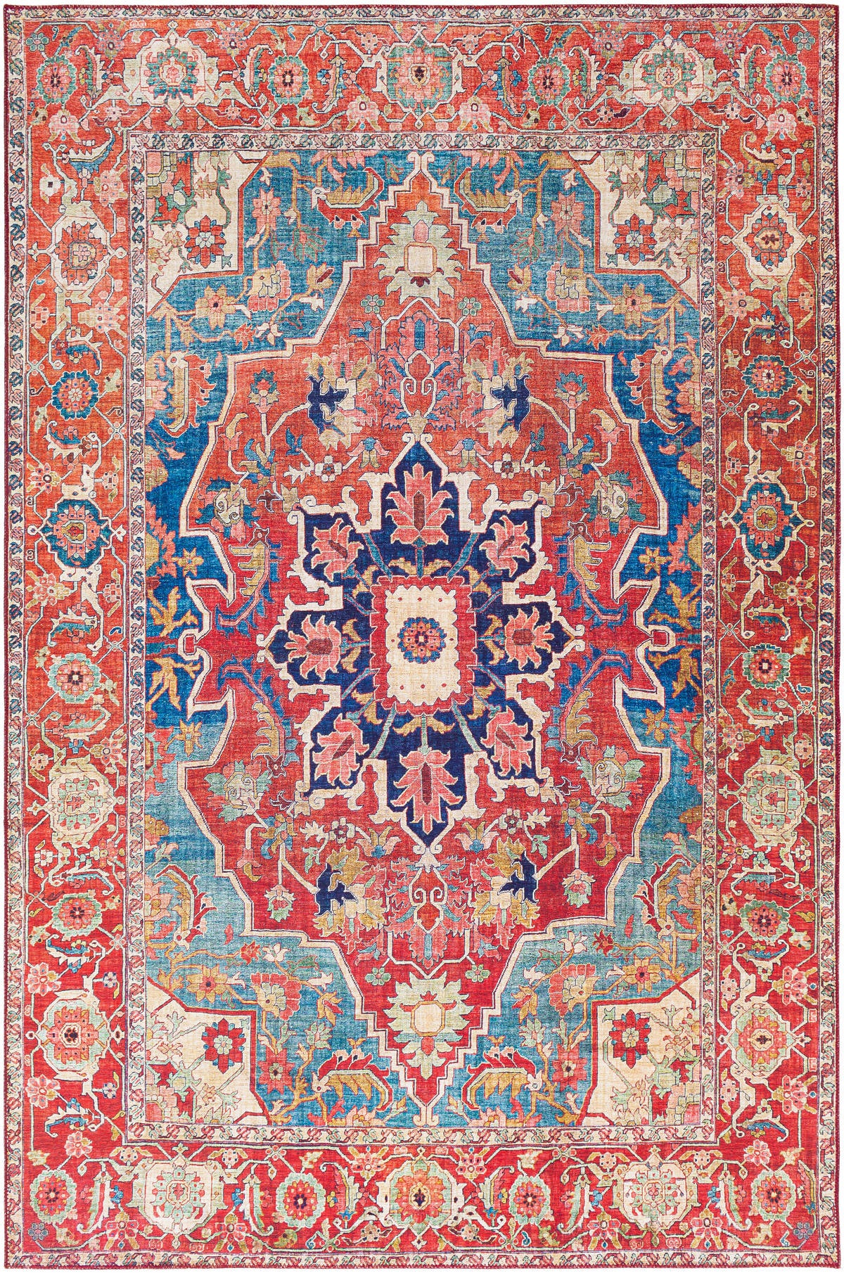 Surya Iris Irs-2309 Burnt Orange, Bright Red, Ice Blue, Navy Area Rug