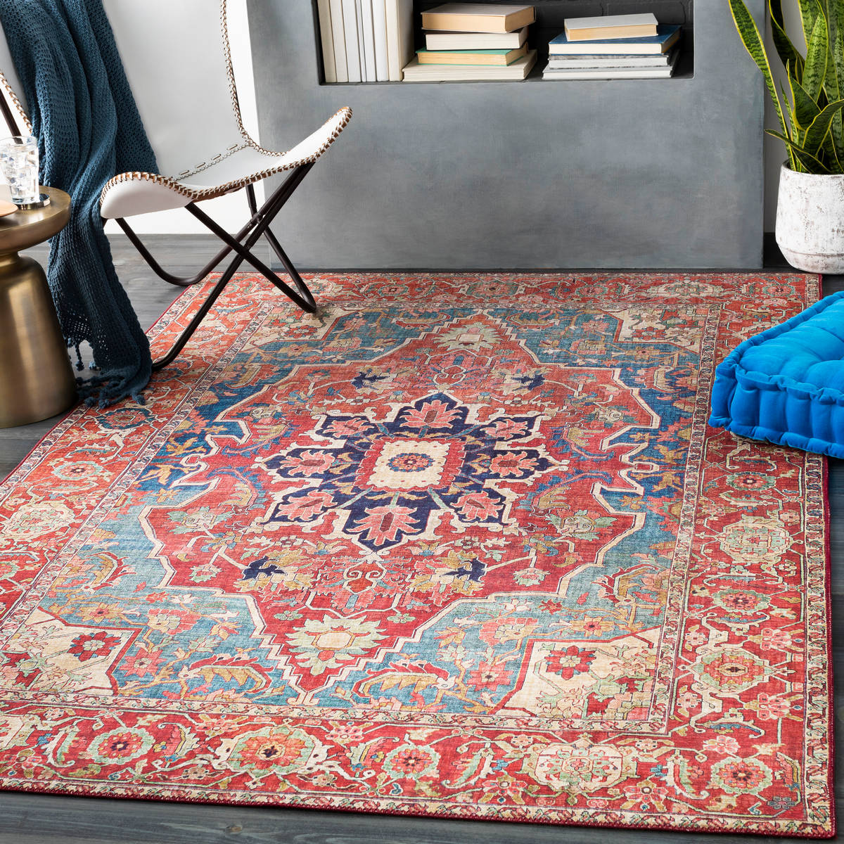 Surya Iris Irs-2309 Burnt Orange, Bright Red, Ice Blue, Navy Rugs.