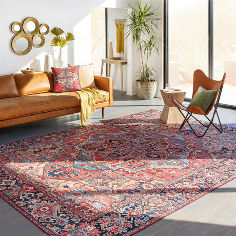 Surya Iris Irs-2310 Bright Red, Navy, Wheat, Ice Blue Rugs.